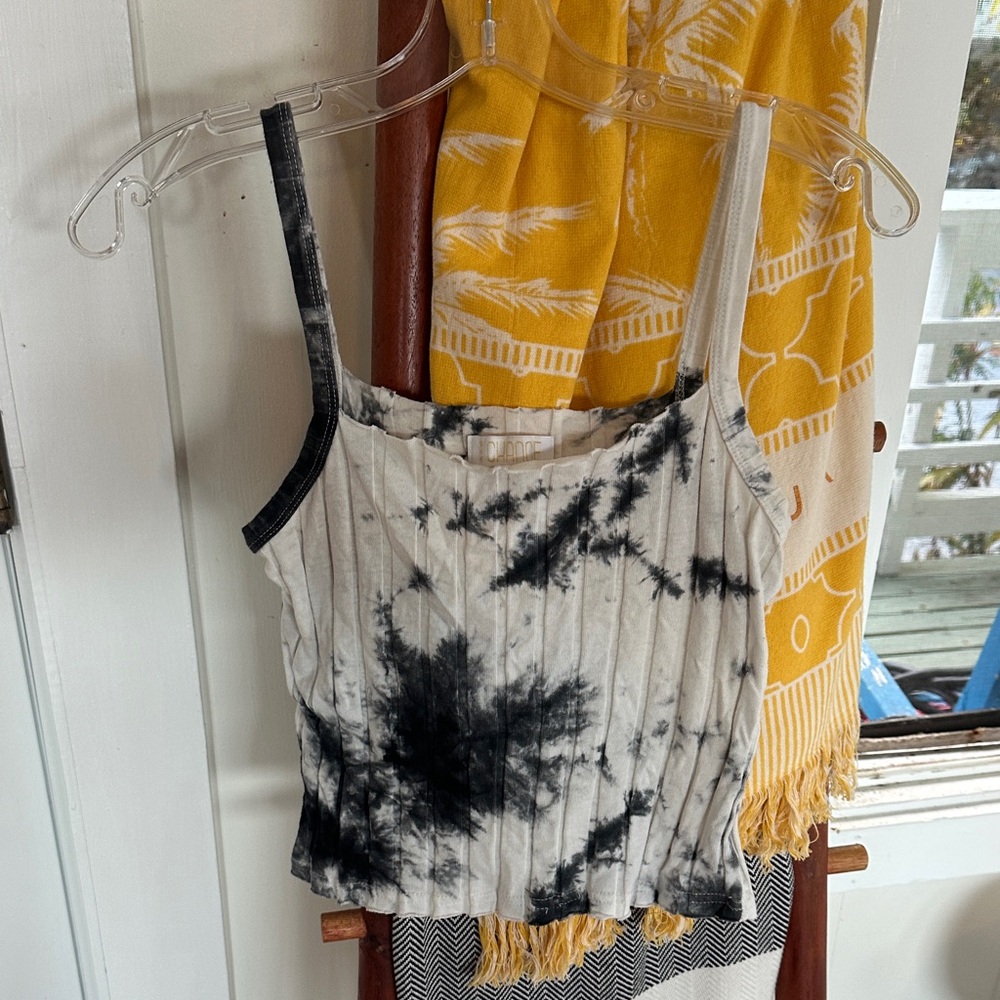 Monochrome Tie-Dye Ribbed Camisole